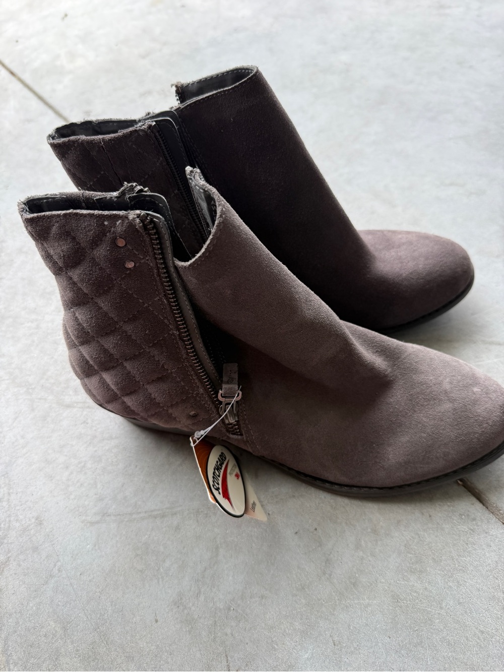 White Mountain Quilted Ankle Booties in Taupe